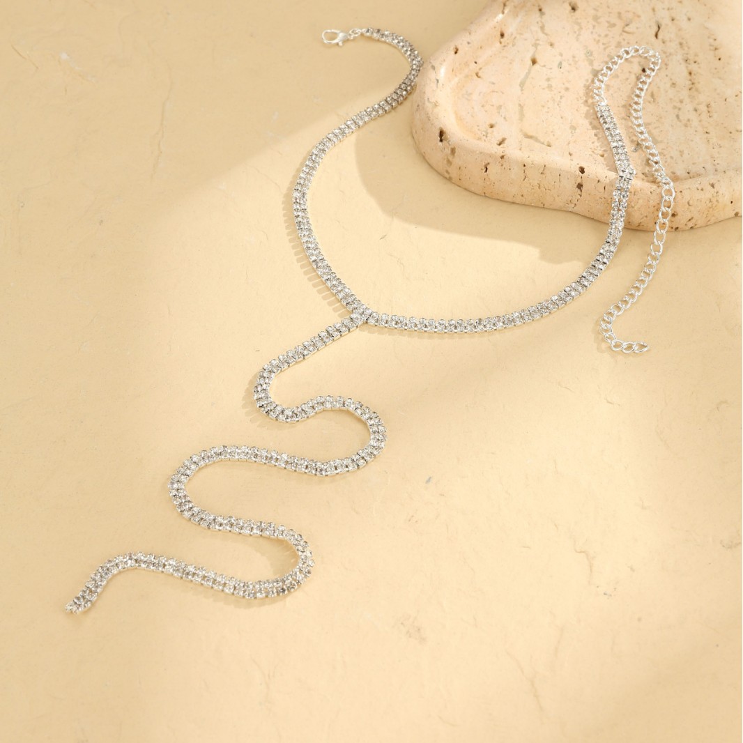 Glamyug Rhinestone Back Chain Necklace | Girls' Bridal & Party Jewelry | Wear as Necklace or Backless Dress Chain - Image 0