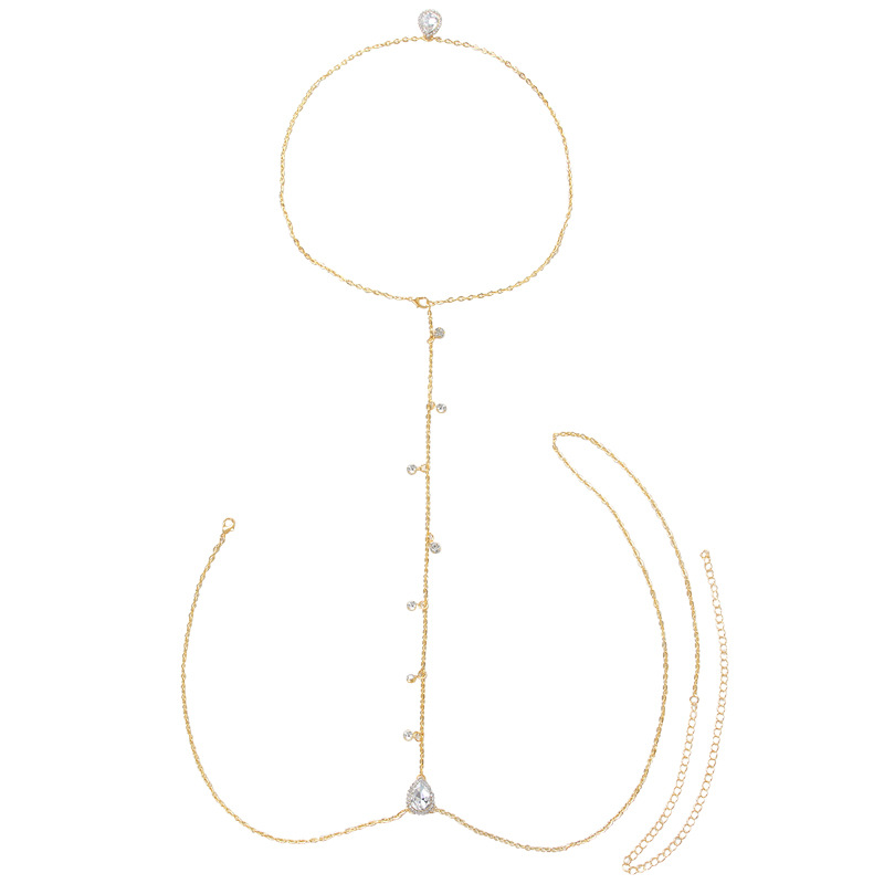 Glamyug Gold Rhinestone Back Necklace for Backless Dresses – Bridal & Wedding Body Jewelry for Women - Image 0