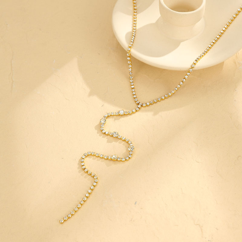 Glamyug Exquisite Women’s Rhinestone Tassel Choker Necklace | Luxury Stainless Steel Neck & Chest Decoration Jewelry - Image 0