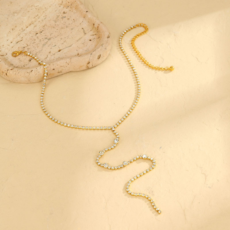 Glamyug Exquisite Women’s Rhinestone Tassel Choker Necklace | Luxury Stainless Steel Neck & Chest Decoration Jewelry - Image 0