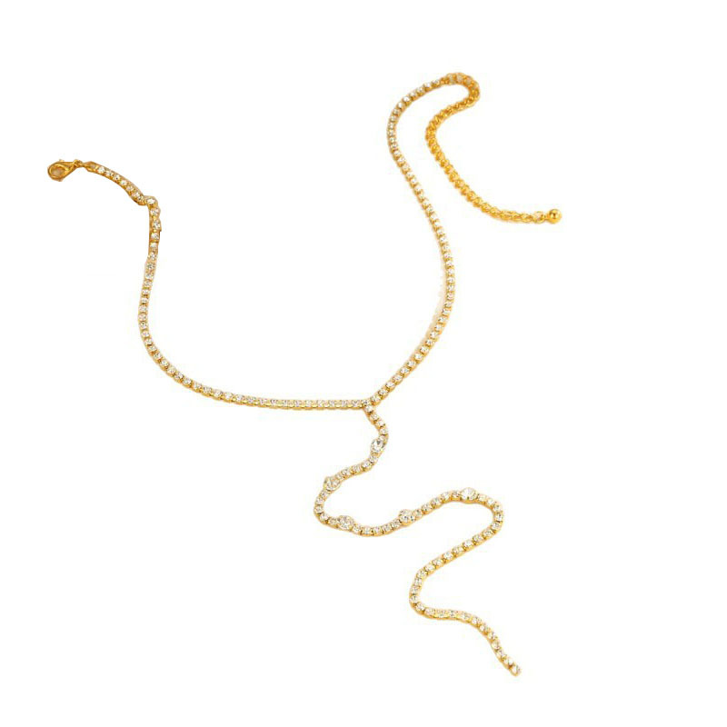 Glamyug Exquisite Women’s Rhinestone Tassel Choker Necklace | Luxury Stainless Steel Neck & Chest Decoration Jewelry - Image 0