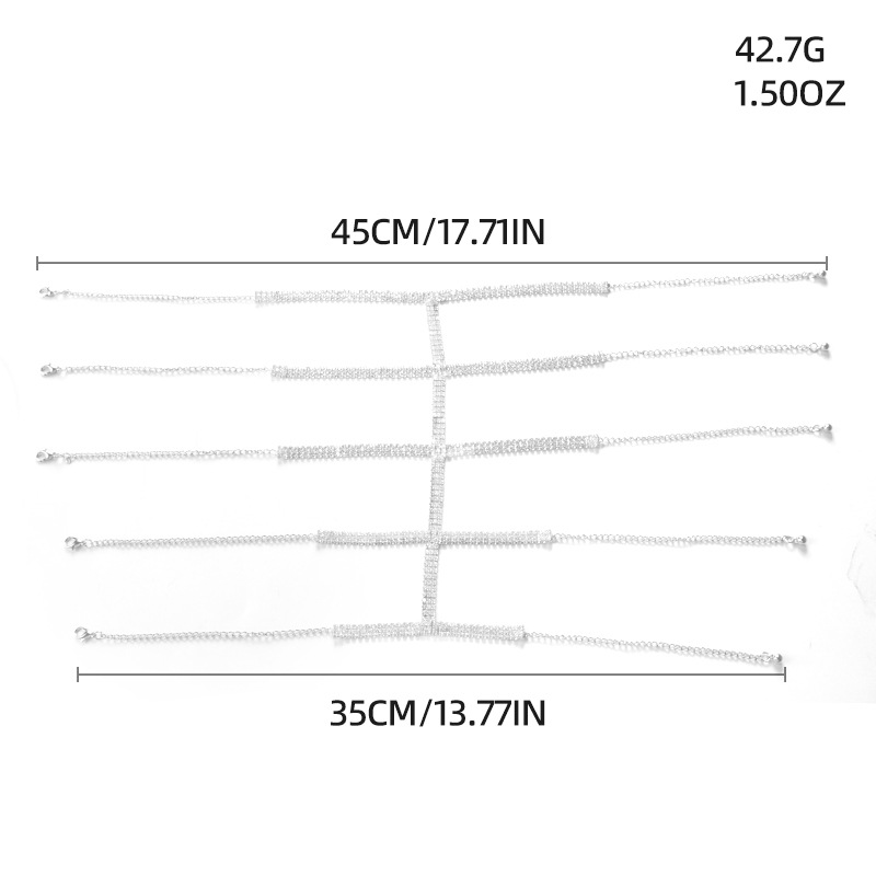 Rhinestone Five Row leg Chain