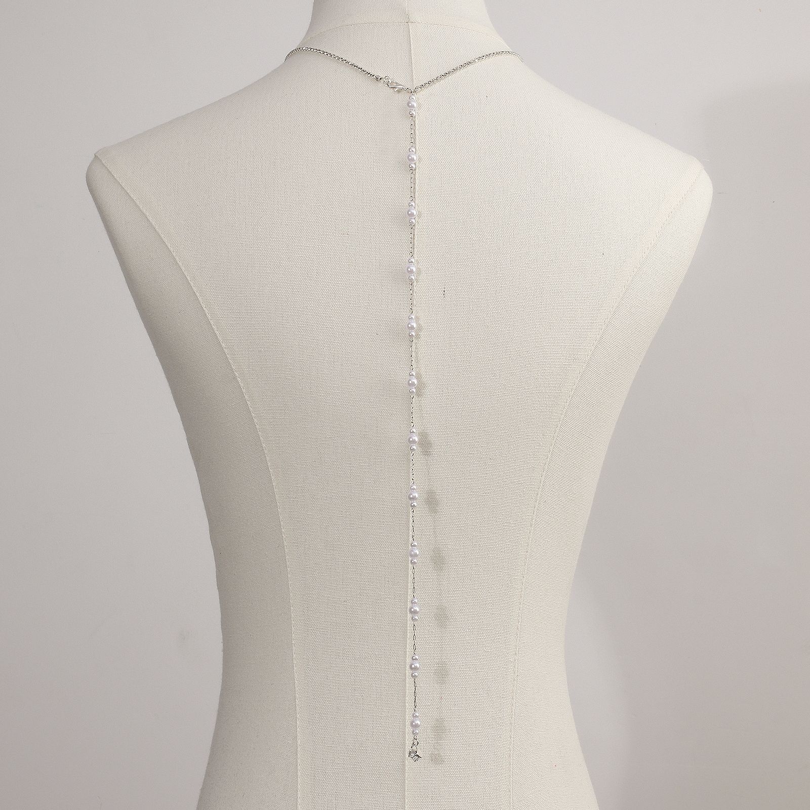 Glamyug Women's Gold Back Necklace – Rhinestone & Faux Pearl Body Jewelry, One-Size - Image 0