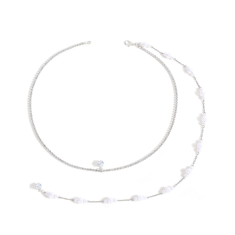 Glamyug Women's Gold Back Necklace – Rhinestone & Faux Pearl Body Jewelry, One-Size - Image 0