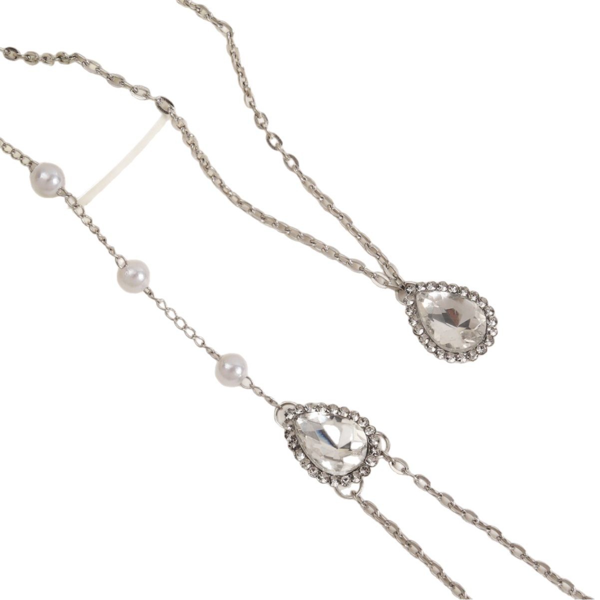 Glamyug Women's Gold Back Necklace Jewelry – Rhinestone & Faux Pearl Decoration, One-Size" - Image 0