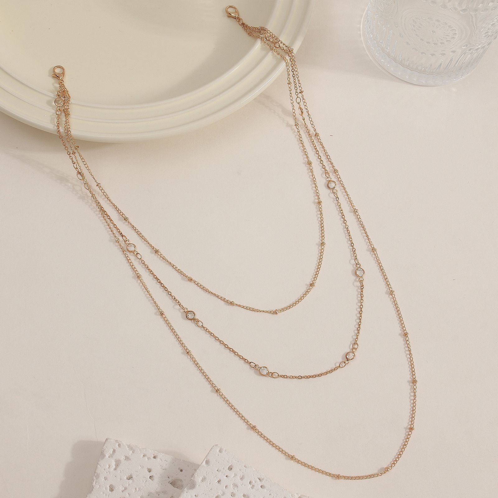 Glamyug Gold Bride Backless Rhinestone Waterdrop Body Chain – Belly & Waist Necklace for Women - Image 0