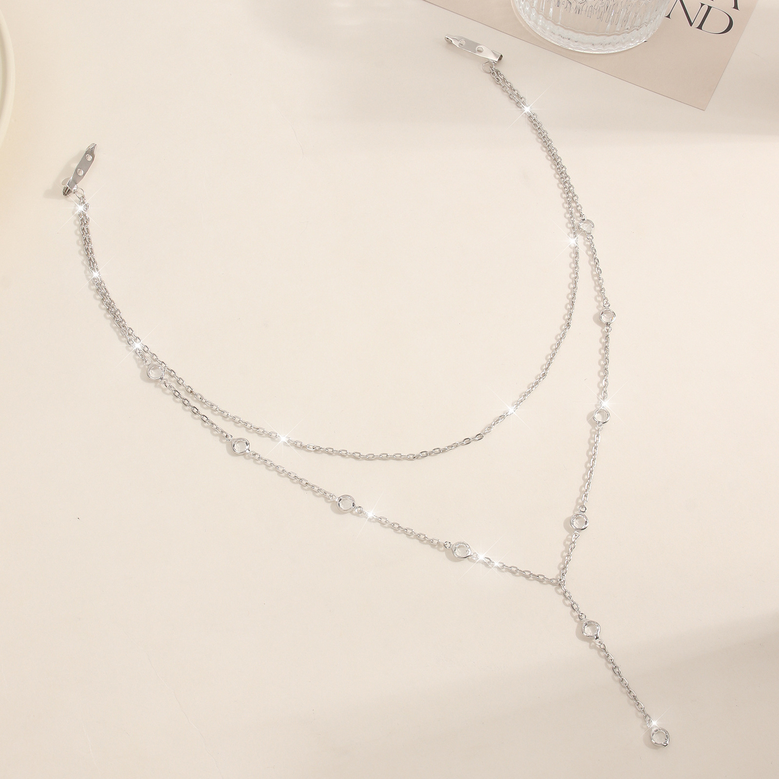 Glamyug Gold Multi-Layer Rhinestone Water Drop Back Chain – Elegant Back Necklace for Women - Image 0