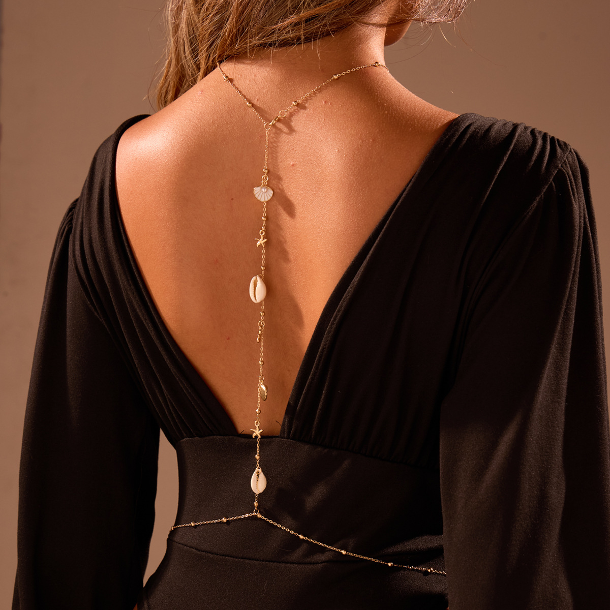 Glamyug Simple Pearl Back Necklace – Gold Tassel Water Drop Bridal Jewelry for Women & Girls - Image 0