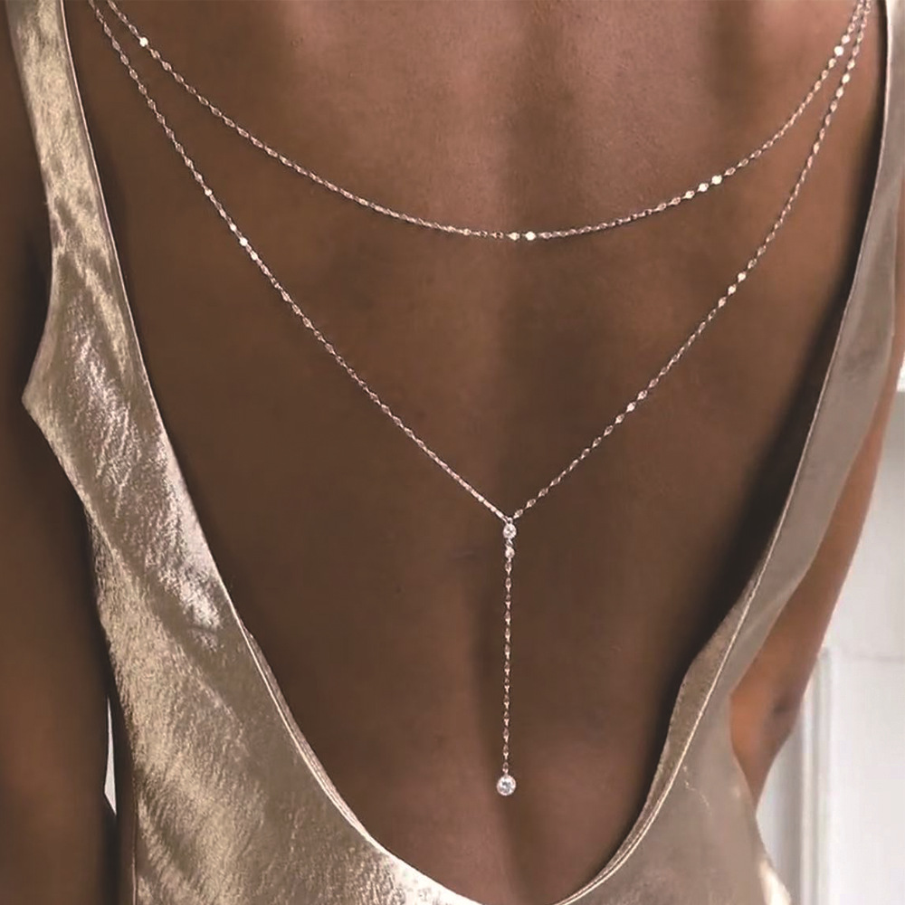 Glamyug Gold Back Necklace Jewelry – Elegant Backdrop Necklace for Open Low Back Dresses, Bridal & Wedding Jewelry for Women" - Image 0