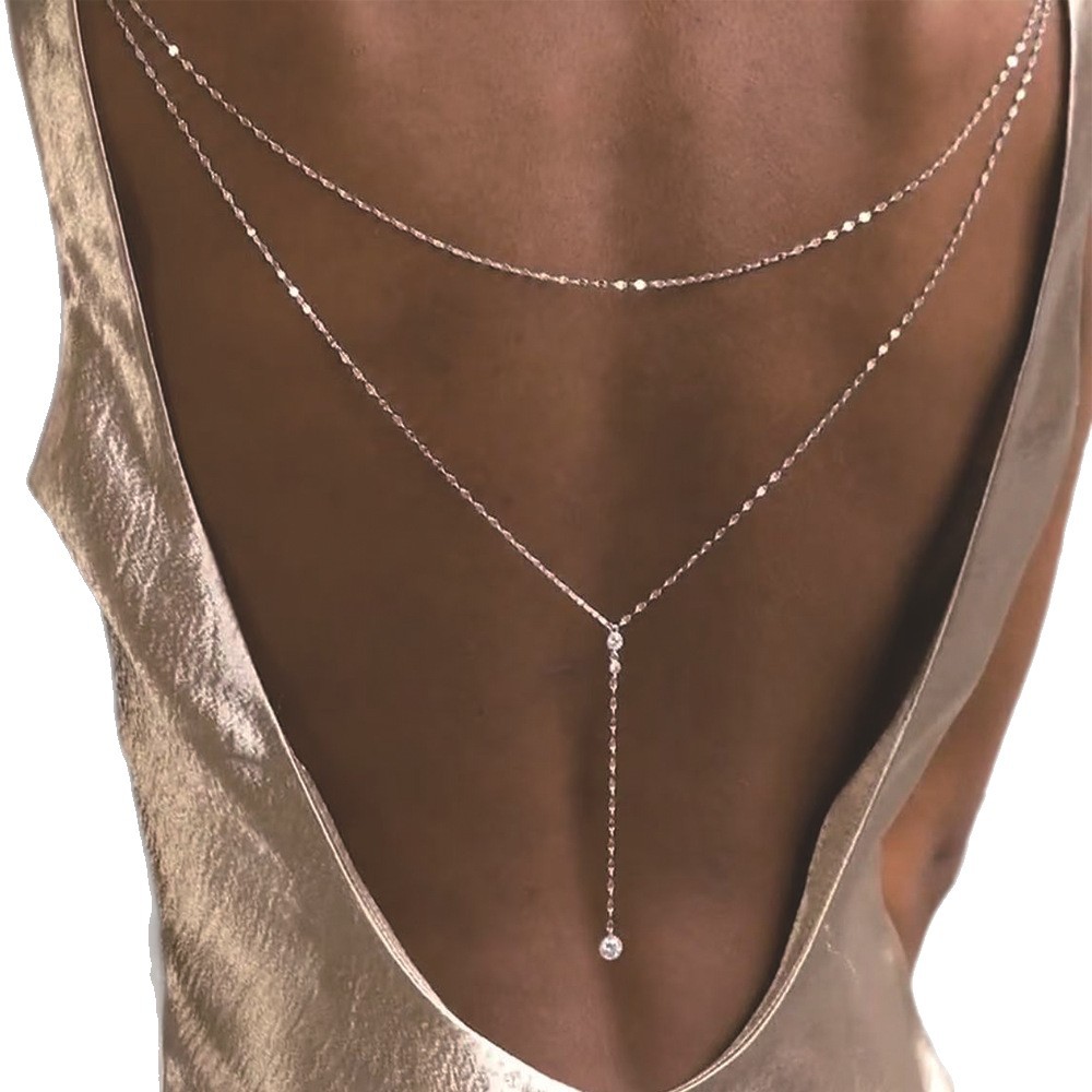 Glamyug Gold Back Necklace Jewelry – Elegant Backdrop Necklace for Open Low Back Dresses, Bridal & Wedding Jewelry for Women" - Image 0