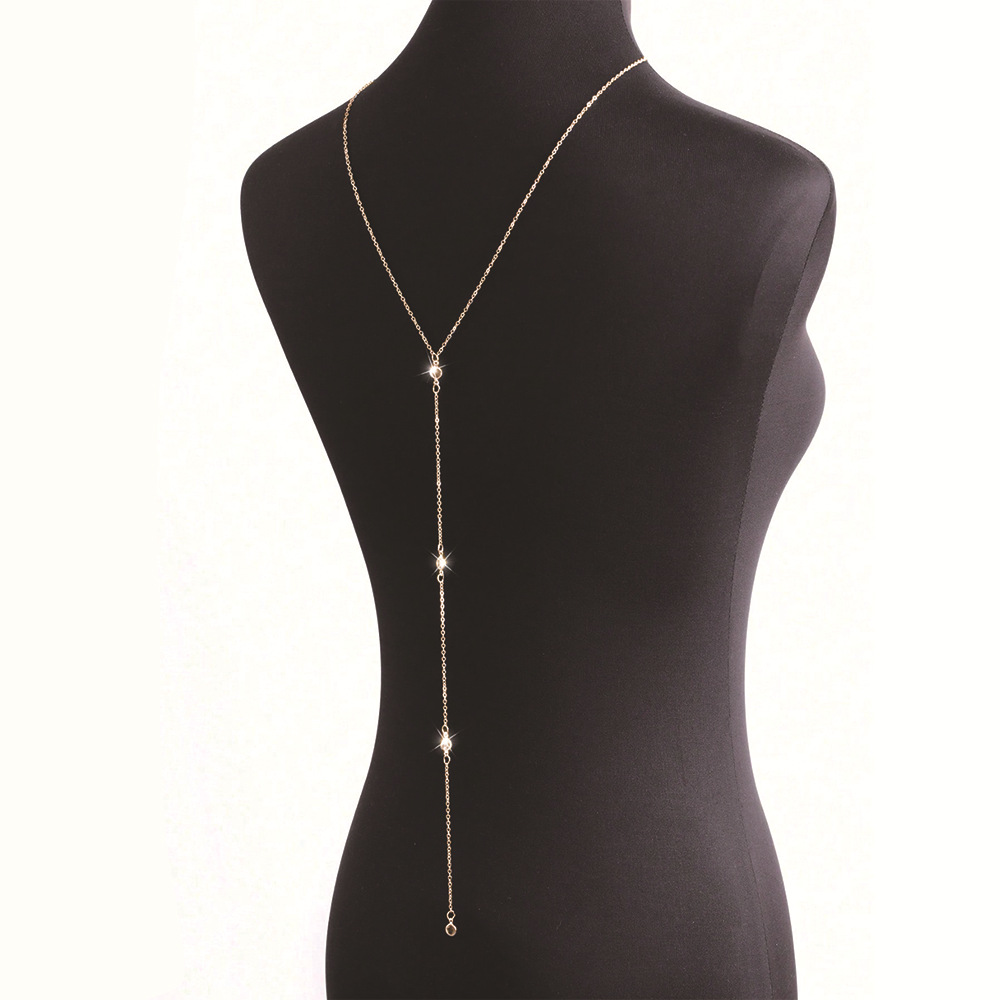 Glamyug Gold Back Body Chain – Dainty Rhinestone Jewelry for Backless Dresses, Bridal & Beach Wear - Image 0
