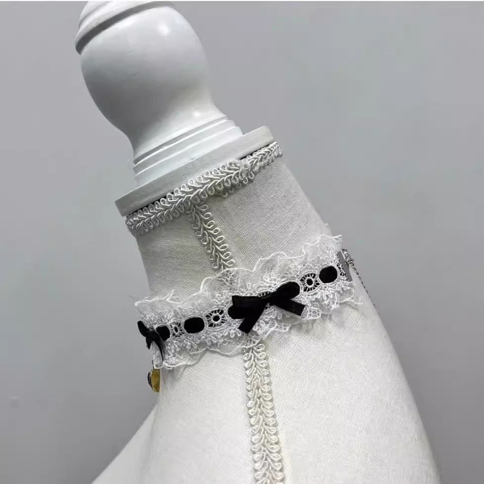 Gothic Lace Bow Heart Choker Necklace for Women - Image 0