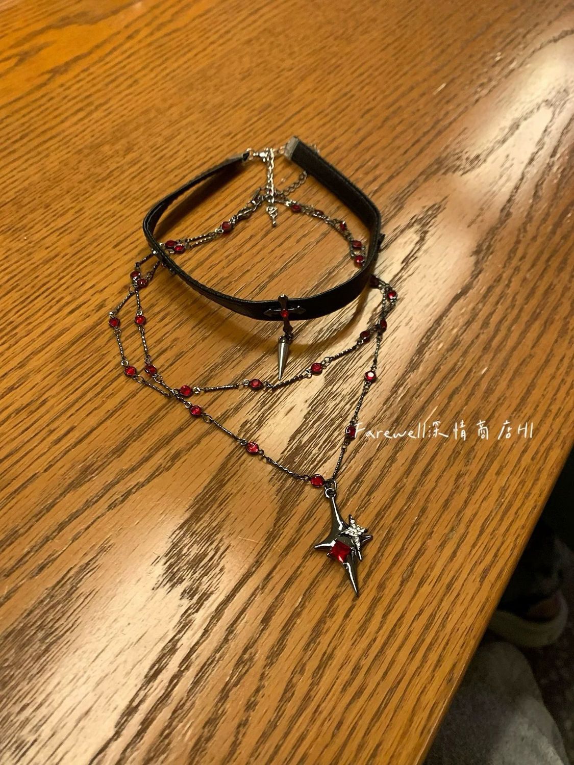 Gothic Cross Choker Layered Necklace - Image 0