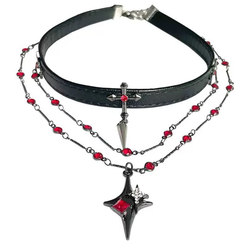 Gothic Cross Choker Layered Necklace - Image 0