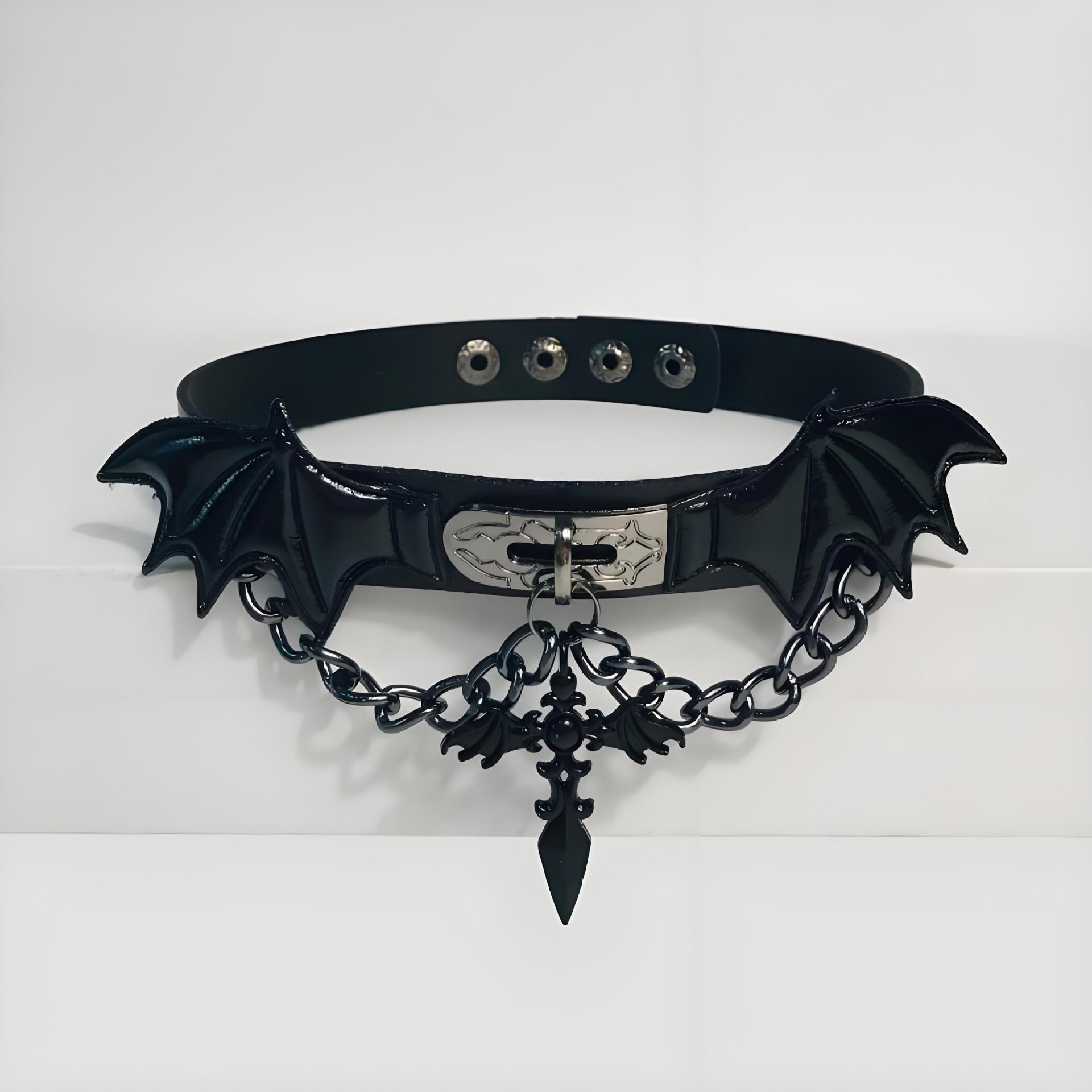 Batwing Cross Chain Gothic Choker - Image 0