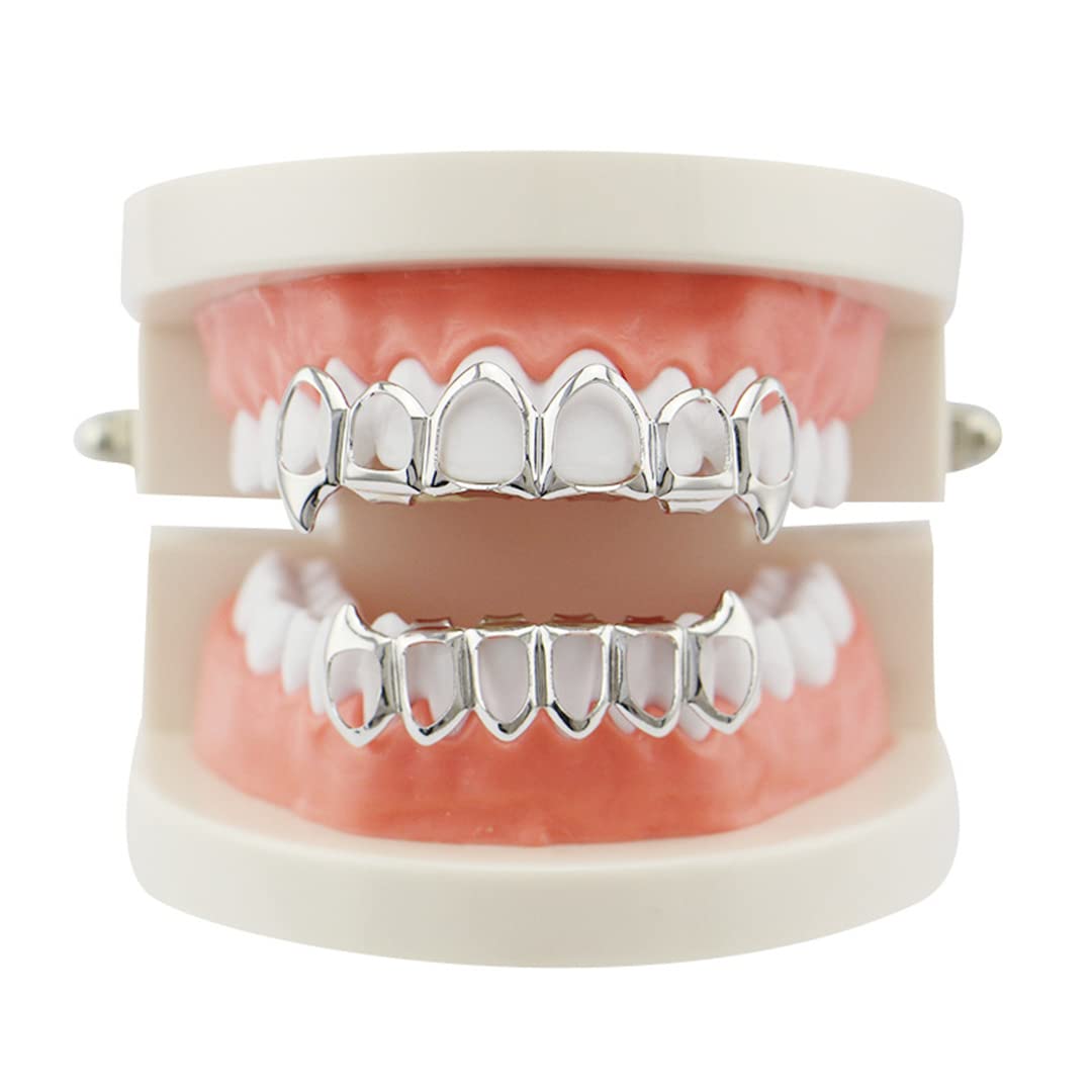 Silver Hollow Grillz Teeth Caps
