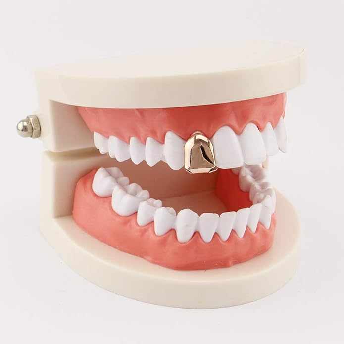 Single Rose-Gold Teeth Grillz Caps & Top Grill - Image 0