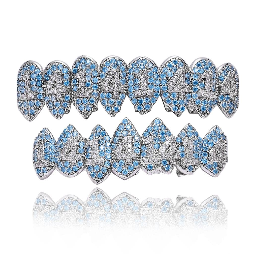 Vampire Fang Grillz with Zircon Stones Blue - Image 0