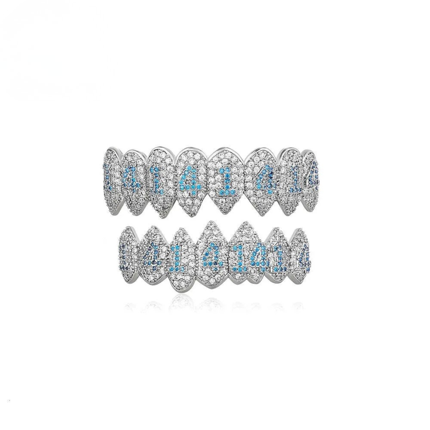 Vampire Fang Grillz with Zircon Stones Silver