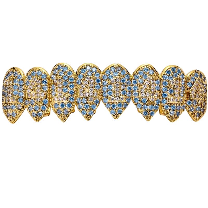Vampire Fang Grillz with Zircon Stones Gold - Image 1