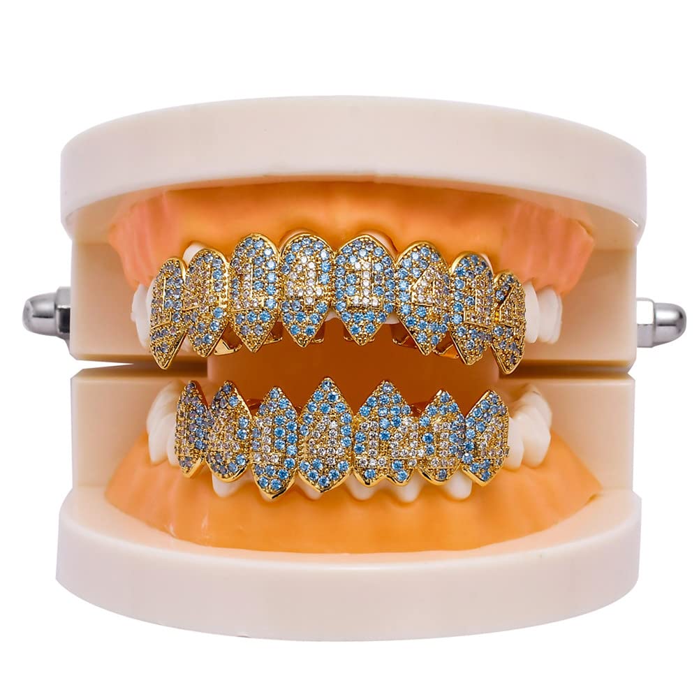 Vampire Fang Grillz with Zircon Stones Gold - Image 0