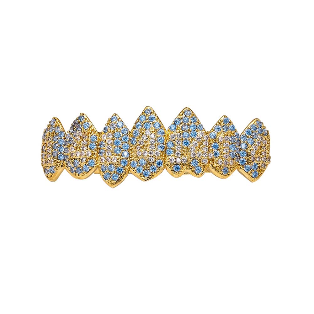 Vampire Fang Grillz with Zircon Stones Gold - Image 2