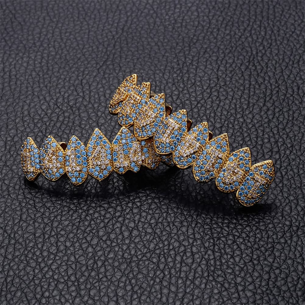 Vampire Fang Grillz with Zircon Stones Gold - Image 3