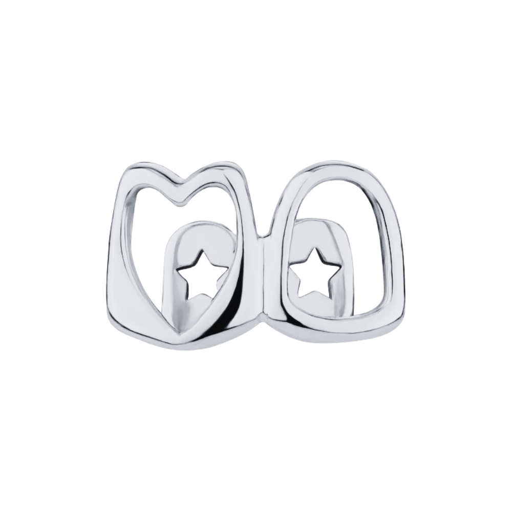 Silver Heart Star Tooth Gem