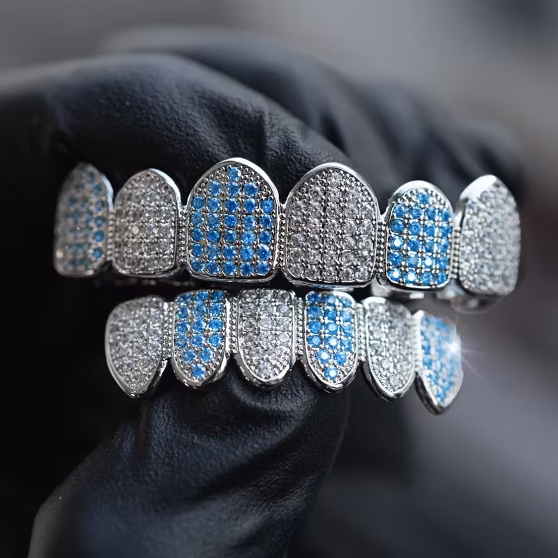 Blue And White Zirconia Shiny Grillz - Image 0