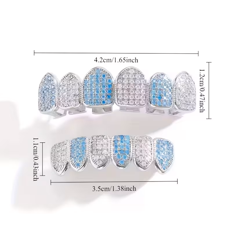 Blue And White Zirconia Shiny Grillz - Image 0