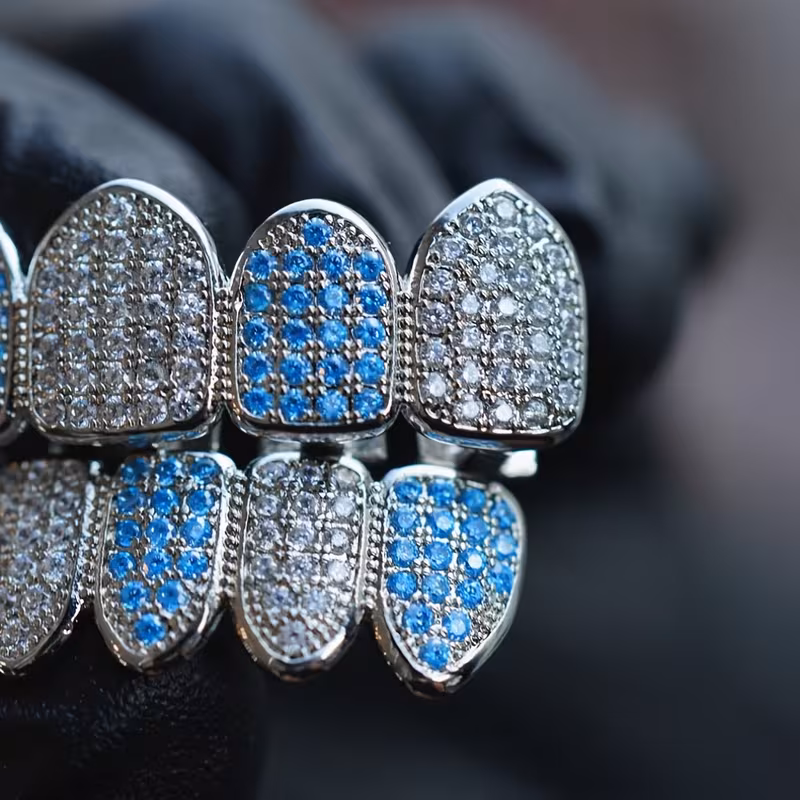 Blue And White Zirconia Shiny Grillz - Image 0