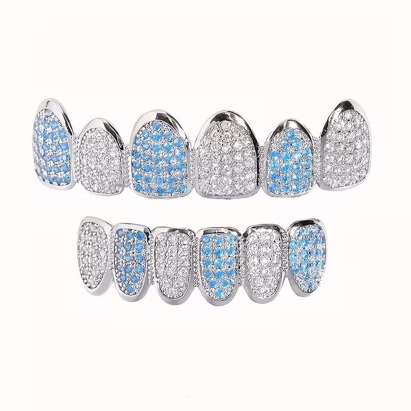 Blue And White Zirconia Shiny Grillz - Image 0